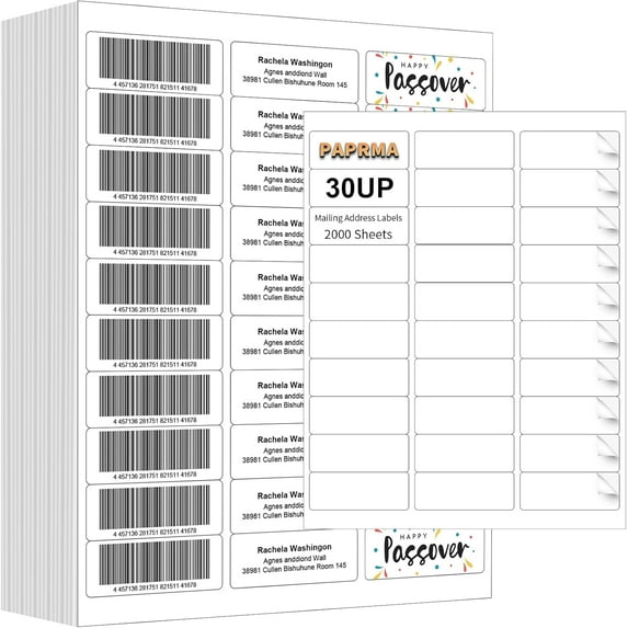 1" x2-5/8 Address Label for Laser Inkjet Printer 2000 Sheets, Printable Shipping Label 30 per Sheet, 5160 8160 White Mailing Labels for Package Envelope