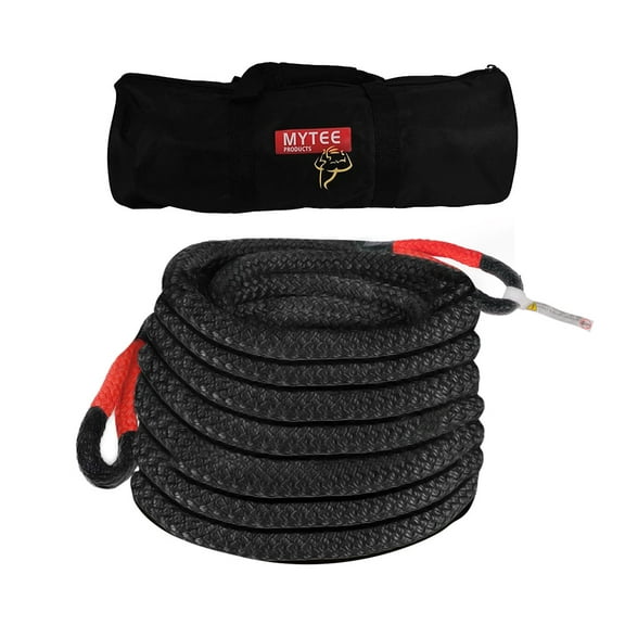 1"x20 ft Kinetic Recovery Rope w/ Velcro Strap & tote bag - 33,900 LBS Red & Black - Heavy Duty Kinetic Energy Tow Rope - Offroad Snatch Strap for Truck, SUV, UTV, ATV, Car, Tractor