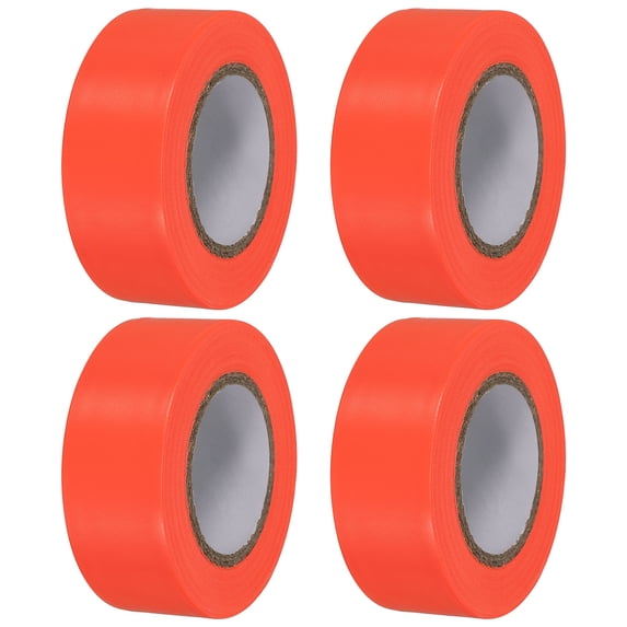 1"x98' Flagging Tape Non-Adhesive Neon Marking Tape for Tree Survey Boundaries, Orange 4 Pack