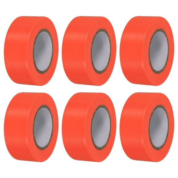 1"x98' Flagging Tape Non-Adhesive Neon Marking Tape for Tree Survey Boundaries, Orange 6 Pack