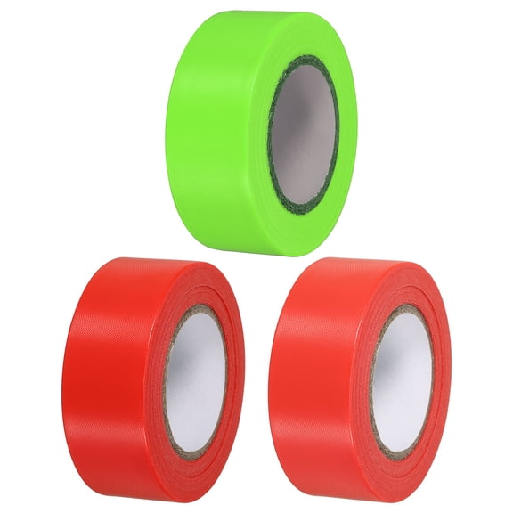 1"x98' Flagging Tape Non-Adhesive Neon Marking Tape for Tree Survey Boundaries, Red Orange Green 3 Pack