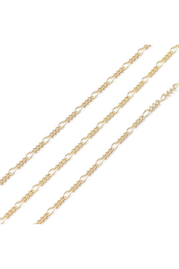 1 yard Yellow golden Filled Figaro Chains Soldered Real 14K golden Filled Link: 3x1x0.5mm 1.5x1x0.6mm