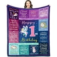 thumbnail image 1 of 1 year old girl birthday gift blanket 50"x40", gifts for 1/one year old girl, one year old girl birthday gifts, 1st birthday girl gifts, first birthday gift ideas, 1 year old girl gifts, 1 of 6