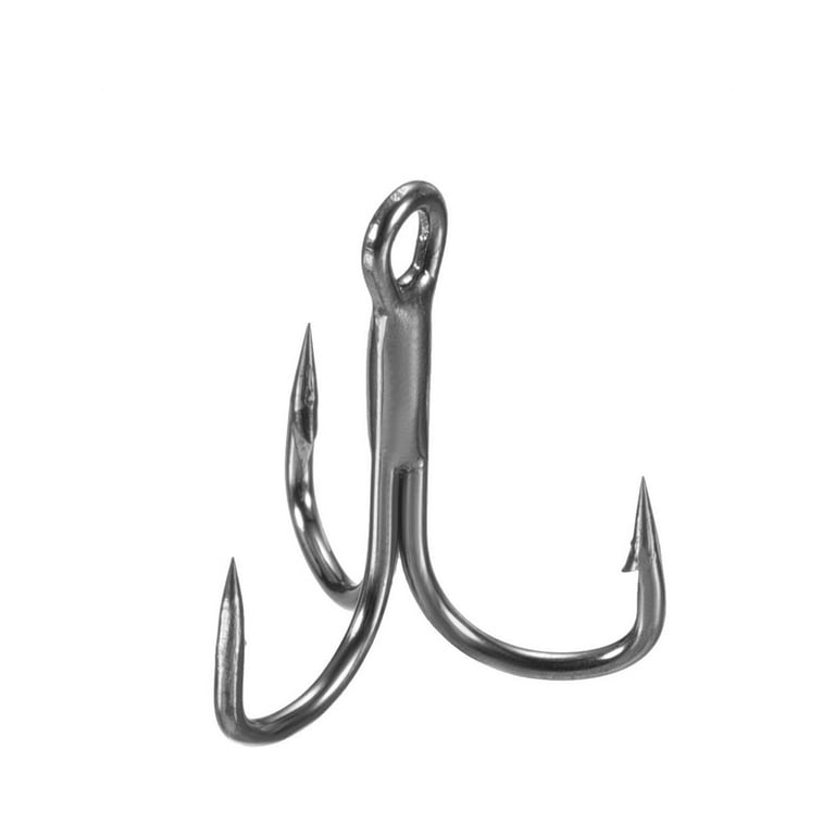 10#0.55 inch Treble Fish Hooks Carbon Steel Sharp Bend Hook with Barbs, Black 50 Pack, Size: 14mm/0.55
