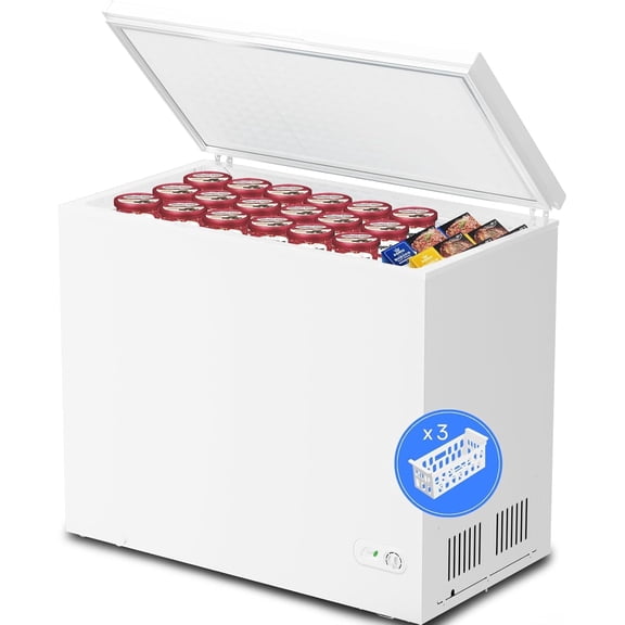 10.0 Cu Ft Deep Freezer with 3 Removable Basket & Defrost Drain,Energy Efficient & Quiet Mini Freezer with 7 Adjustable Thermostat,Compact Chest Freezer for Home,Apartment and Garage - Black