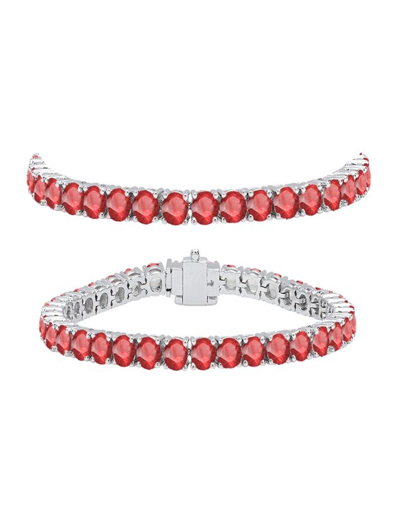 10.00 Carat (ctw) 10K White Gold Round Cut Real Ruby Ladies Tennis Bracelet 10 CT