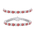 thumbnail image 1 of 10.00 Carat (ctw) 10K White Gold Round Real Ruby & White Diamond Ladies Tennis Bracelet 10 CT, 1 of 1
