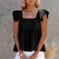 thumbnail image 1 of Dgankt Spring Tops for Women Women's Summer Peplum Blouse Square Neck Ruffle Strap Sleeveless and Backless with Button Babydoll Tank Top, 1 of 9