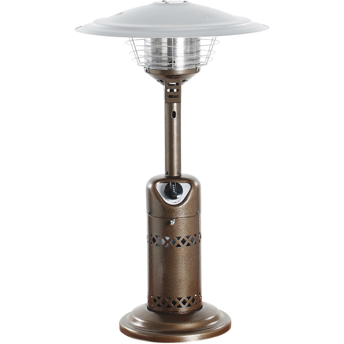 Bronze and Silver Tabletop Propane Patio Heater with Emergency Shut Off