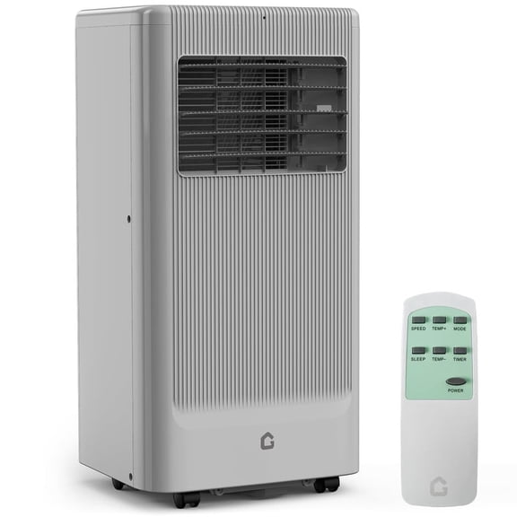 10,000 BTU Portable Air Conditioner  3-in-1 Cooling Unit with Dehumidifier & Fan, Quiet Sleep Mode, Remote Control, Easy Install for Rooms up to 450 Sq.Ft, Gray