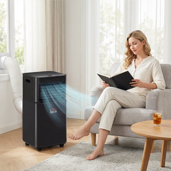 10,000 BTU Portable Air Conditioner, Dehumidifier Fan Sleep, Remote, 24H Timer Auto Off, Black, Cools 441 sq.ft.