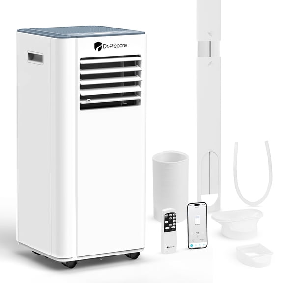 10,000 BTU Smart WiFi Portable Air Conditioner, App/Remote Control Portable AC Unit with Cool, Fan, Dry & Sleep Modes for Room up to 450 sq. ft, with 24 Hour Timer, 67'' Window Installation Kit