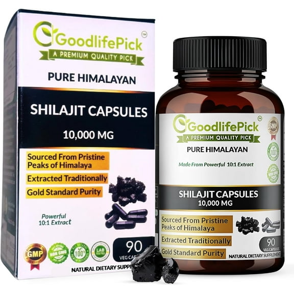 10,000 MG Shilajit Capsules Himalayan Pure for Max Benefits -90 ct. No Fillers, No Perervatives