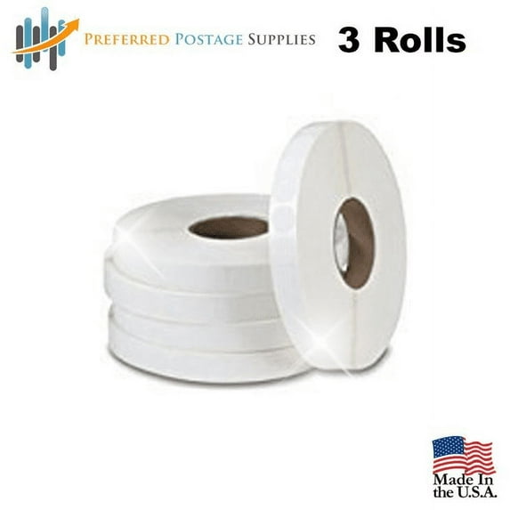 10,000 Tabs Per Roll White 1.5" Wafer Tab Seals (No Perf) USPS Approved! (3 Rolls)