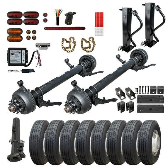 10,000 lb Dexter Tandem Axle Gooseneck TK Trailer Parts Kit - Sprung - 20K Capacity Heavy Duty (Complete Original Series), 74" Hubface 47" Spring Center