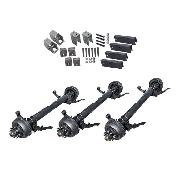 10,000 lb Dexter Triple Axle Kit with Suspension - Sprung - 30K Capacity, 74" Hubface 47" Spring Center