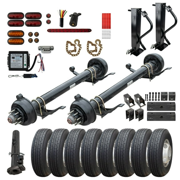 10,000 lb Lippert Tandem Axle Gooseneck TK Trailer Parts Kit - 20K Capacity Heavy Duty (Complete Original Series), 74" Hubface 46" Spring Center