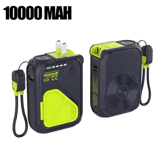 10,000mAh/20000mAh Magnetic Power Bank, 3-in-1 Wireless Wall Charger Fast Charging with Foldable AC Wall Plug, USB-C Cable, Foldable Stand