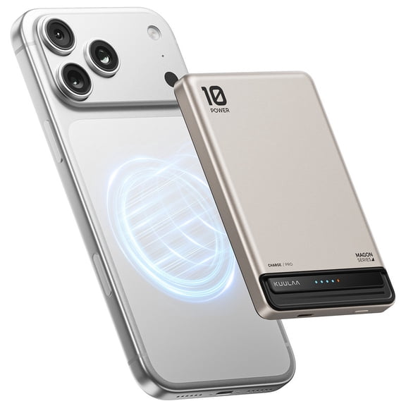 Kuulaa 0.5in Ultra Slim 10000mAh Magnetic Power Bank | 15W Wireless + 20W PD | Compatible for iPhone 17/16/15/14 & Samsung S24/S23