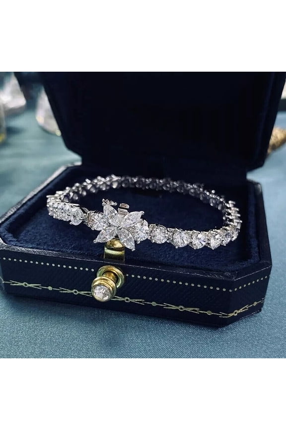 10.00CT Round Cut Lab Created Diamond Tennis Bracelet In 14K White Gold Plated
