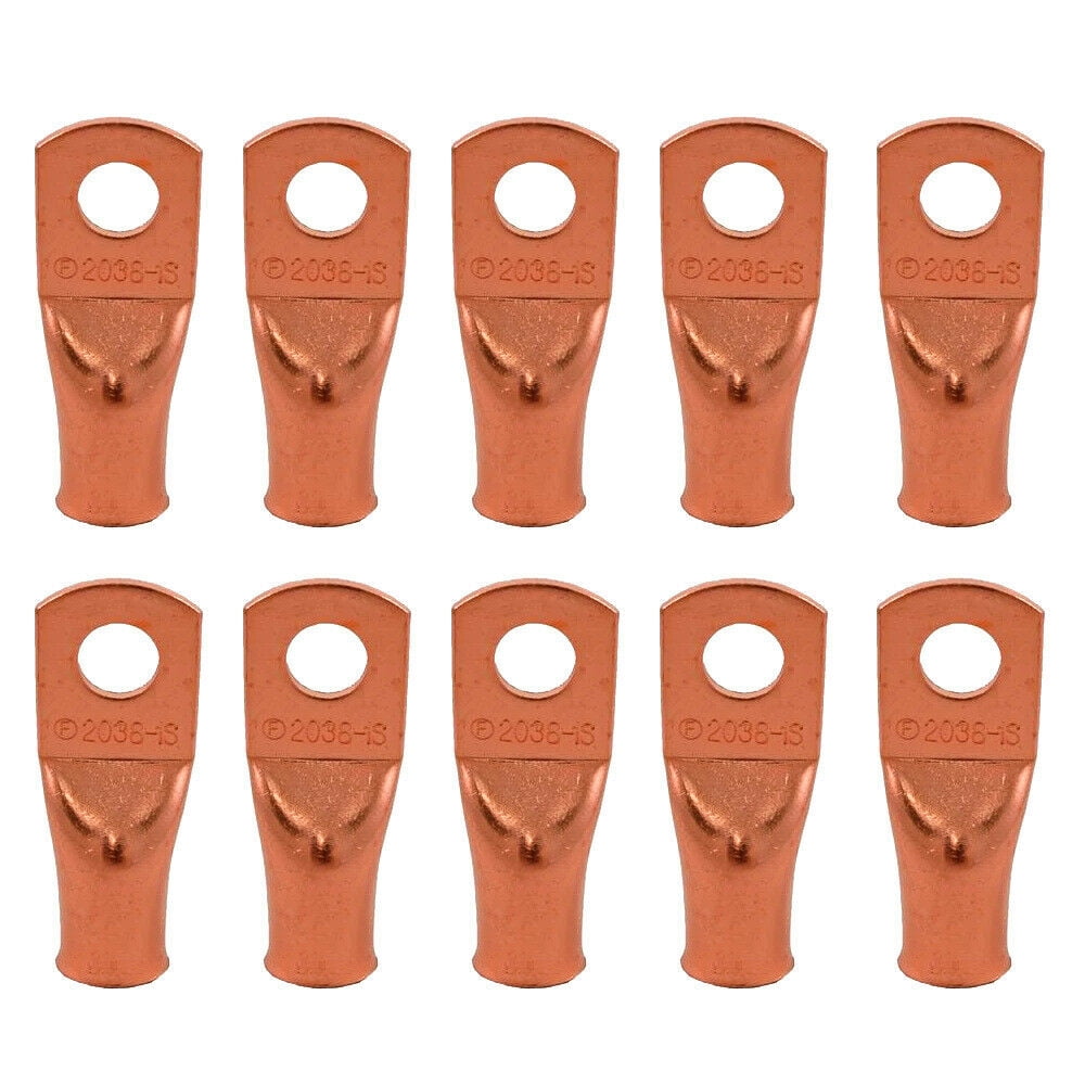 10 1/0 Gauge 5/16" Battery Cable Ends Lugs Copper Ring Terminals Wire Connector