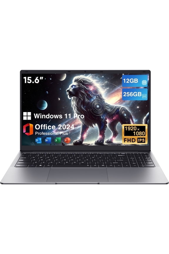 15.6" Laptop,12GB RAM 256GB SSD,Windows 11 Pro NoteBook PC,MS Office 365,Intel Celeron N4000(up to 2.6GHz) Bussiness Computer