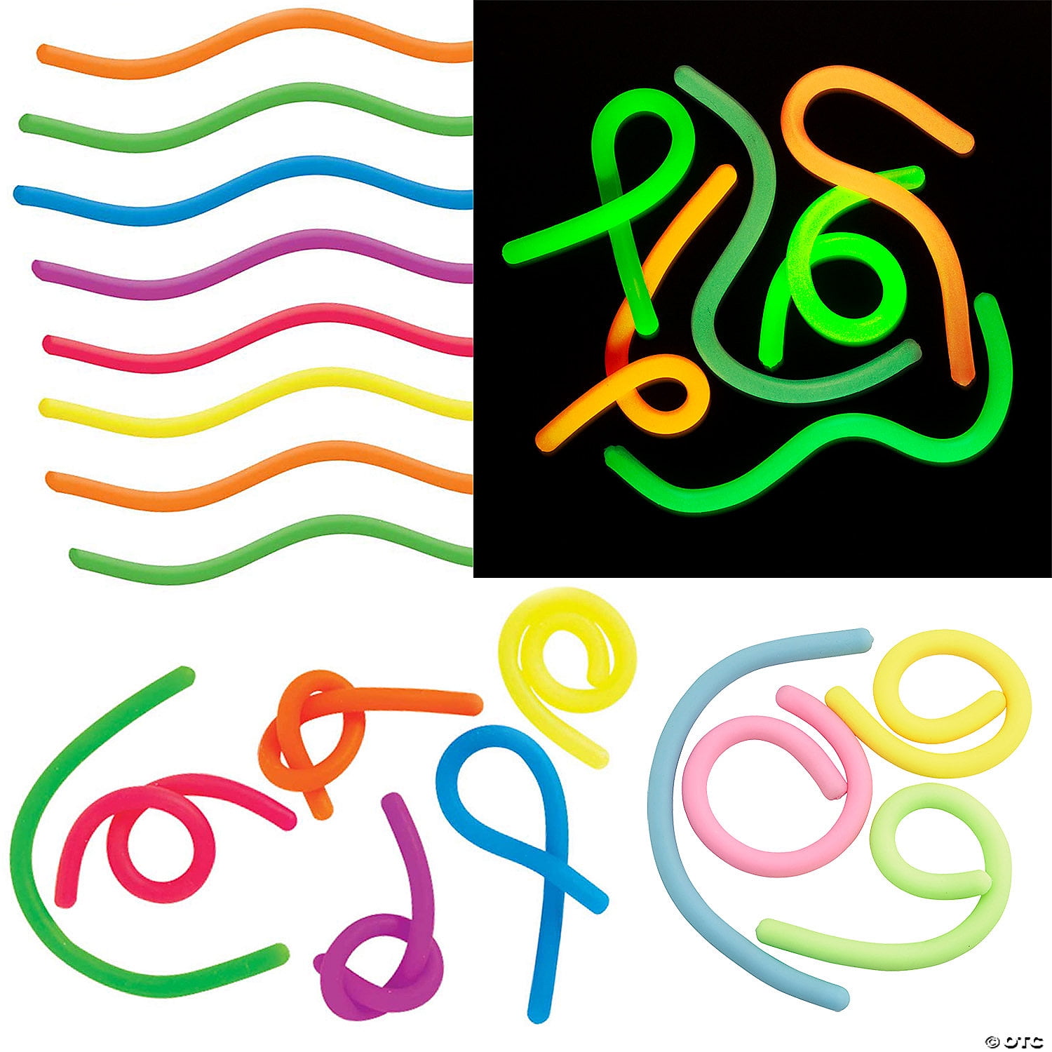 10 1/2" – 11 1/2" Rubber Stretchy Fidget String Toys Assortment Kit - 36 Pieces