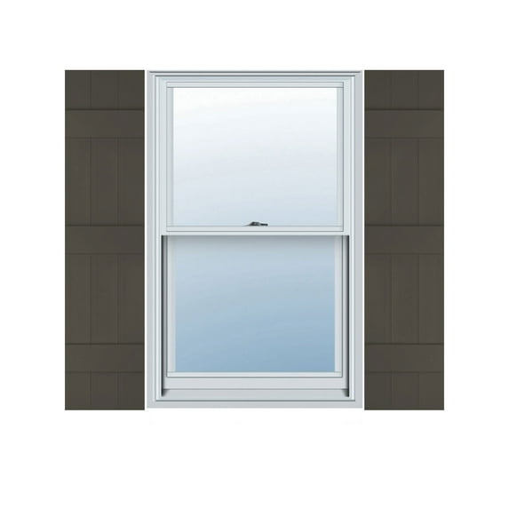 10 1/2"W x 64"H Lifetime Vinyl, Custom Three Board Joined (3 Batten), Board-n-Batten Shutters, w/Shutter-Loks (Per Pair), Musket Brown