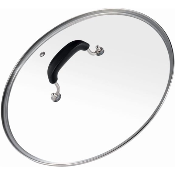 10-1/4 Inch (9-3/8 Inch Inner Diameter) Tempered Glass Lid for Pans & Pots, Frying Pan Cover, Cooking Cover with Steam Hole, Stainless Steel Rim & Heat Resistant Handle