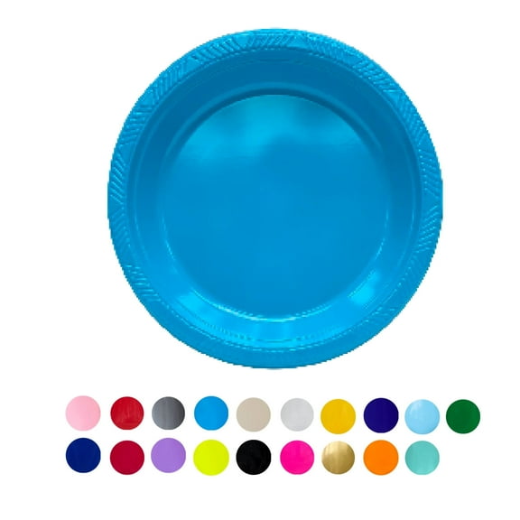 Olego 10.25 in Turquoise Plastic Dinner Plates, 20 Count