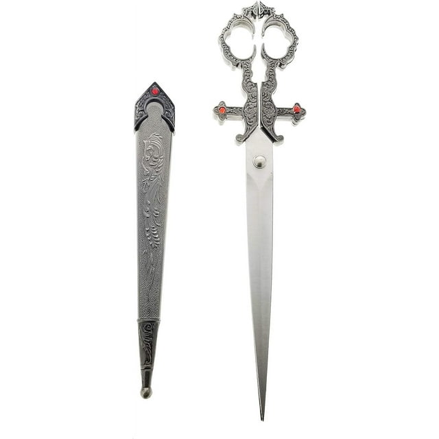 10 1/4" Silver Bodice Renaissance Scissor Dagger for EDC use, Renaissance Props, and Cosplay Costumes