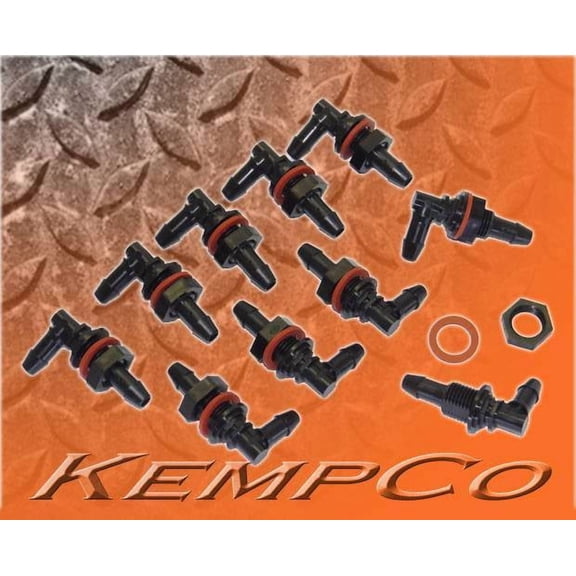 (10) 1/4" x 1/4" Hose Barb Bulkhead Elbow Fitting Adapter w/ Hex Nut & Washer