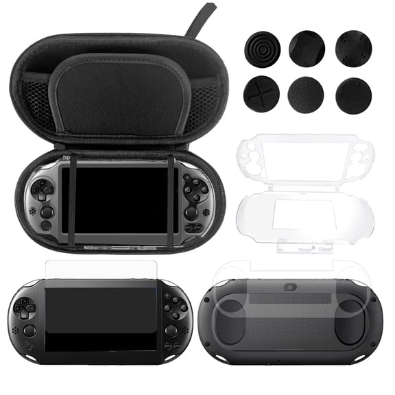 10 in 1 Accessories Kit for PS Vita 2000, Carrying Case for PSV 2000, Protective Case, Front and Back Screen Protectors, and 6Pcs Thumb Grip Caps, for PS Vita 2000/PS Vita Slim ONLY