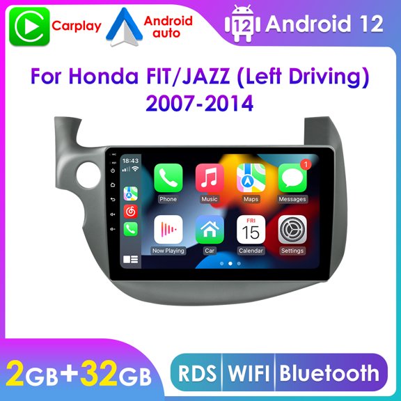 10.1" Android 12 Carplay Wifi 2+32GB Car Stereo Radio Head Unit GPS Navigation Player For Honda Fit Jazz 2007-2014