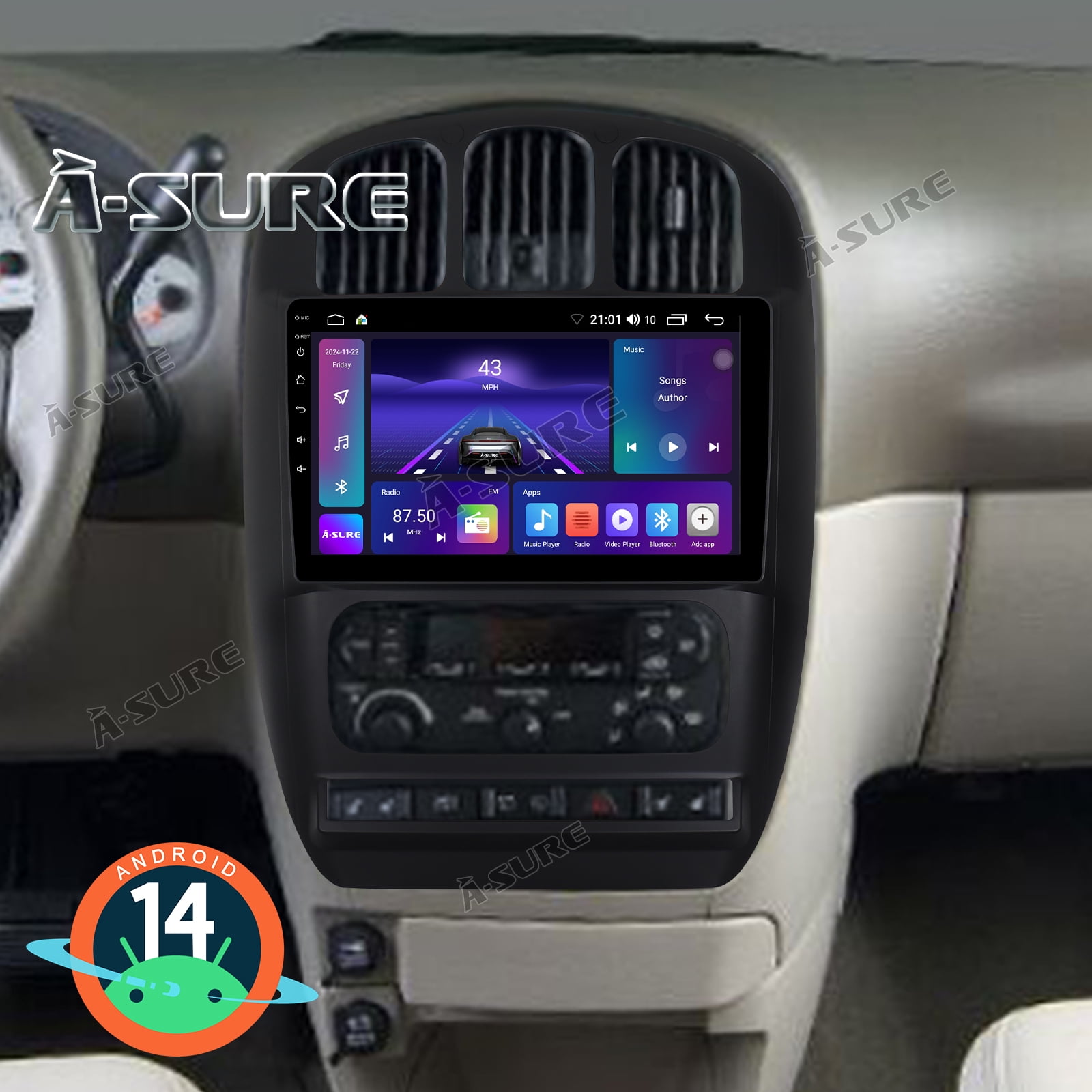 2 64G Android 13 Car Stereo For Dodge Caravan Chrysler Town&Country 2001-2007 With Wireless