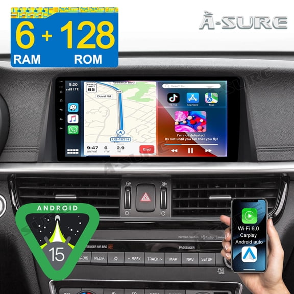 10.1" Android 15 CarPlay Radio 6+128GB Car Stereo for Kia Optima 2016-2020 (Low-end) with 8-Core/4G LTE/GPS Navi/WiFi/BT 5.4/DSP