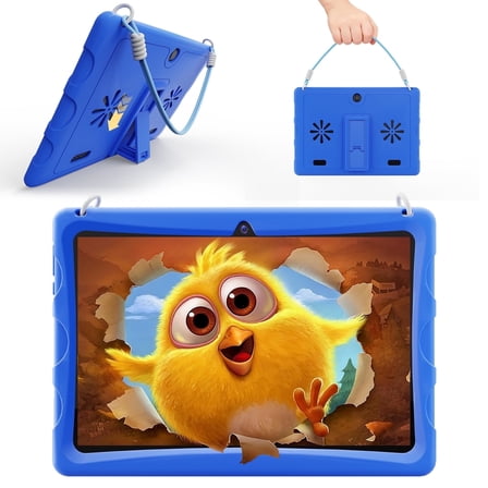 Doundy 10.1" Android 15 Kids Tablet, 6GB+64GB & Dual Camera Tablet for Kid, 6000mAh,Parent Control, Child Education Tablet with Wilanyard(Blue)