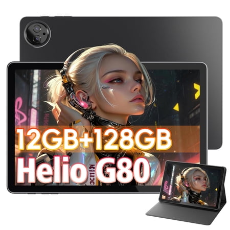 2026 Android Tablet with G80 Octa-Core for Adult,12GB RAM+128 GB ROM,10.1inch tablet with case,8+13MP Dual Camera,GMS,Gray