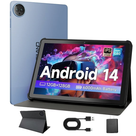 10.1 Inch HD Tablet, Octa-Core Processor Blue Android Tablet,12GB RAM,128 GB ROM, 8+13MP Dual Camera, G80 Tablet Computer
