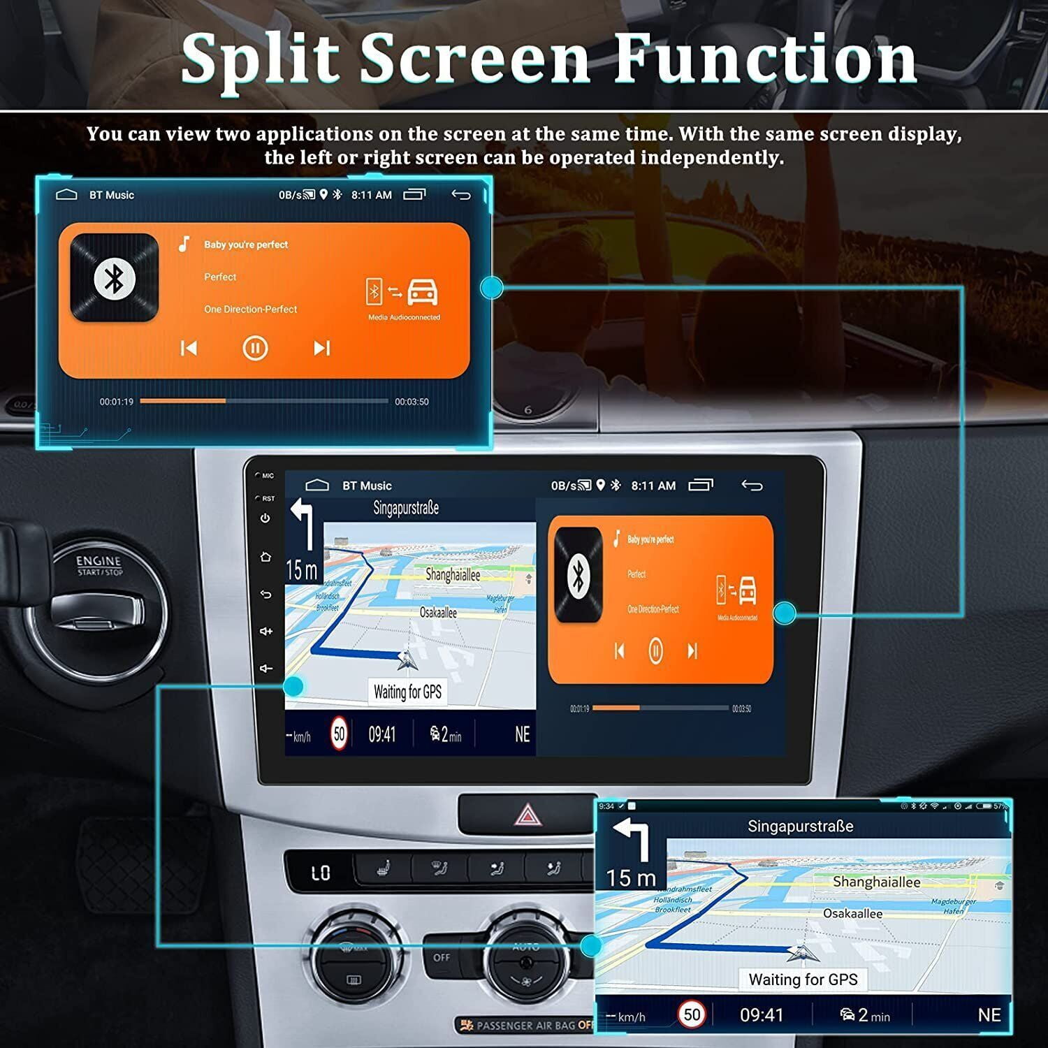 10.1" Car Stereo Radio Double Din Apple Carplay Android 13 GPS WiFi