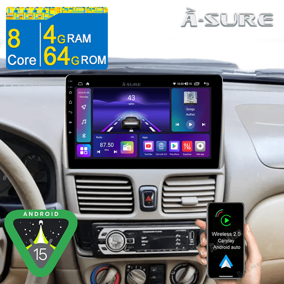 10.1" CarPlay Radio 8-Core 4+64GB Car Stereo for Nissan Sentra 1999-2006 with GPS Navi/Wi-Fi/BT 5.0/DSP/1280HD/Backup Camera
