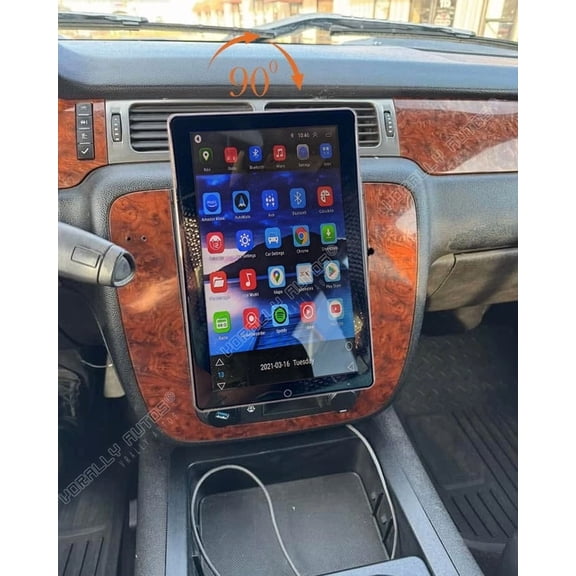 10.1" For Chevy Tahoe Suburban Rotated 2007-2014 Double Din Radio Rotated -Android 13,2+32G Built-in Wireless CarPlay & Android Auto,Bluetooth,MP5 Player, USB, FM+Mirror Link, SWC & Backup Camera