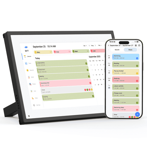 NEWYES 10.1" Digital Calendar 2026, Smart Family Schedules Meal Planner & Chore Chart, Interactive Touchscreen, Desk Digital Picture Calendar, Christmas Gifts for Home Organization