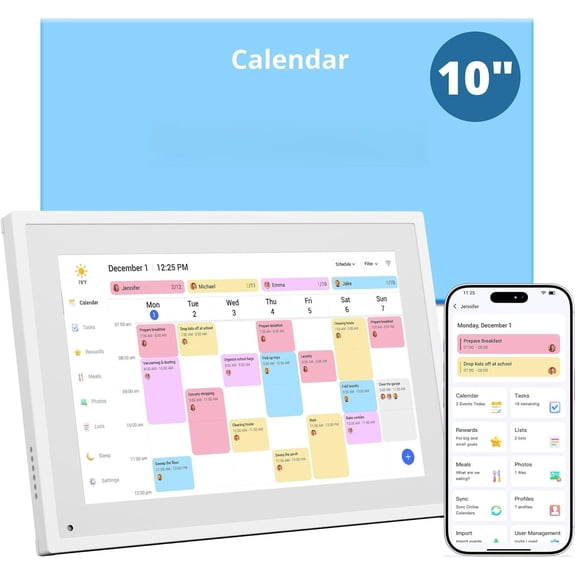 10.1" Digital Calendar Chore Chart - 1080P Interactive screen, Family Planner, Hearth Display Digital Wall & Desk Mountable for Seamless Scheduling