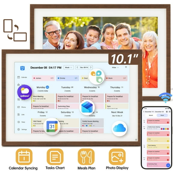 VUSIGN 10.1" Smart Digital Calendar & Chore Chart, Full HD Touchscreen Display WiFi Sync Electronic Planner for Family Schedules, Desk Stand Included - Share Photos/Videos