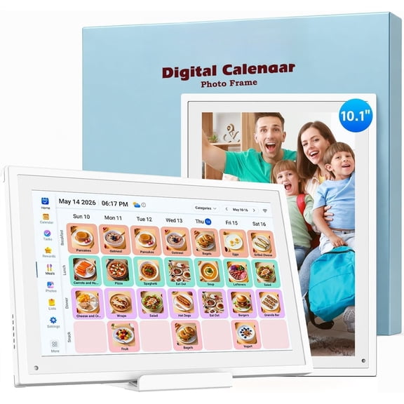 10.1" Digital Calendar Wall- -Screen  Calendar - Interactive Display, No Subscription, Chore Chart, Meal Planner,  , Sync Cal Via App, Digital Picture Frame,  for Mom Dad