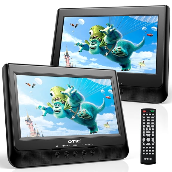 10.1" Dual Car Headrest DVD Player, Portable Monitor with Remote & 5 Hours Battery, Last Memory, All Region, Supports USB/SD/DVD/CD