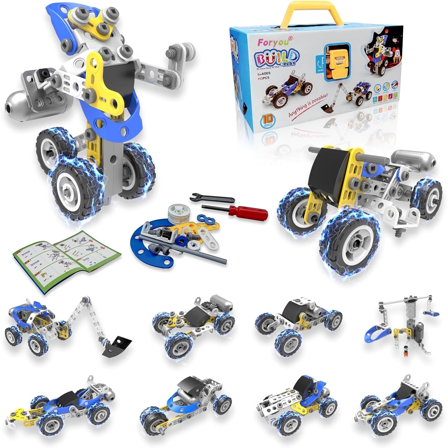 10 in 1 Electric Building Toys for Kids, STEM Toys for 5 6 7 8+ Year