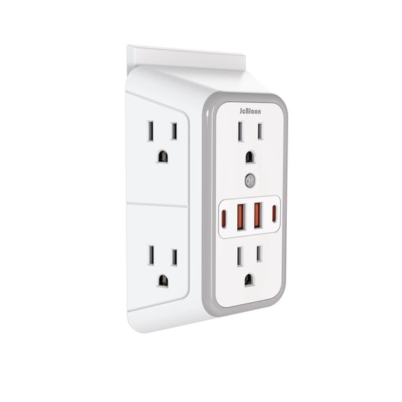 10 IN 1 Electrical Outlet Splitter - 3-Sided Power Strip Surge Protector with 6 Wide AC Outlets & 4USB Ports (2A+2C), Multi Plug Wall Charger for Home Dorm Apartment|Surge Protected Power Strip