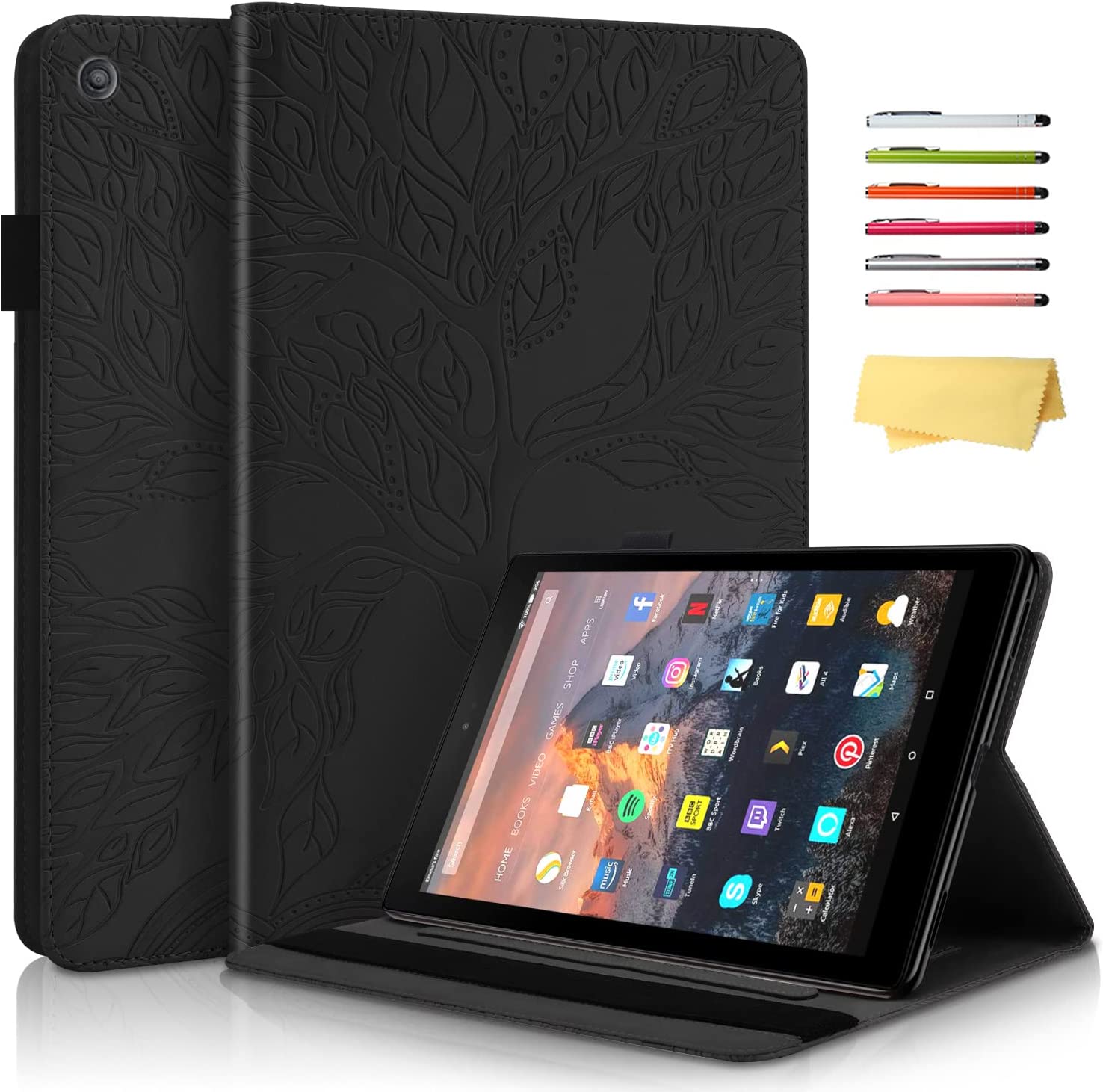 Hülle Für Amazon Fire HD 10 (2019/2017/2015) – PU Leder Mit Eulen-Muster, Standfunktion & Kartenfächern